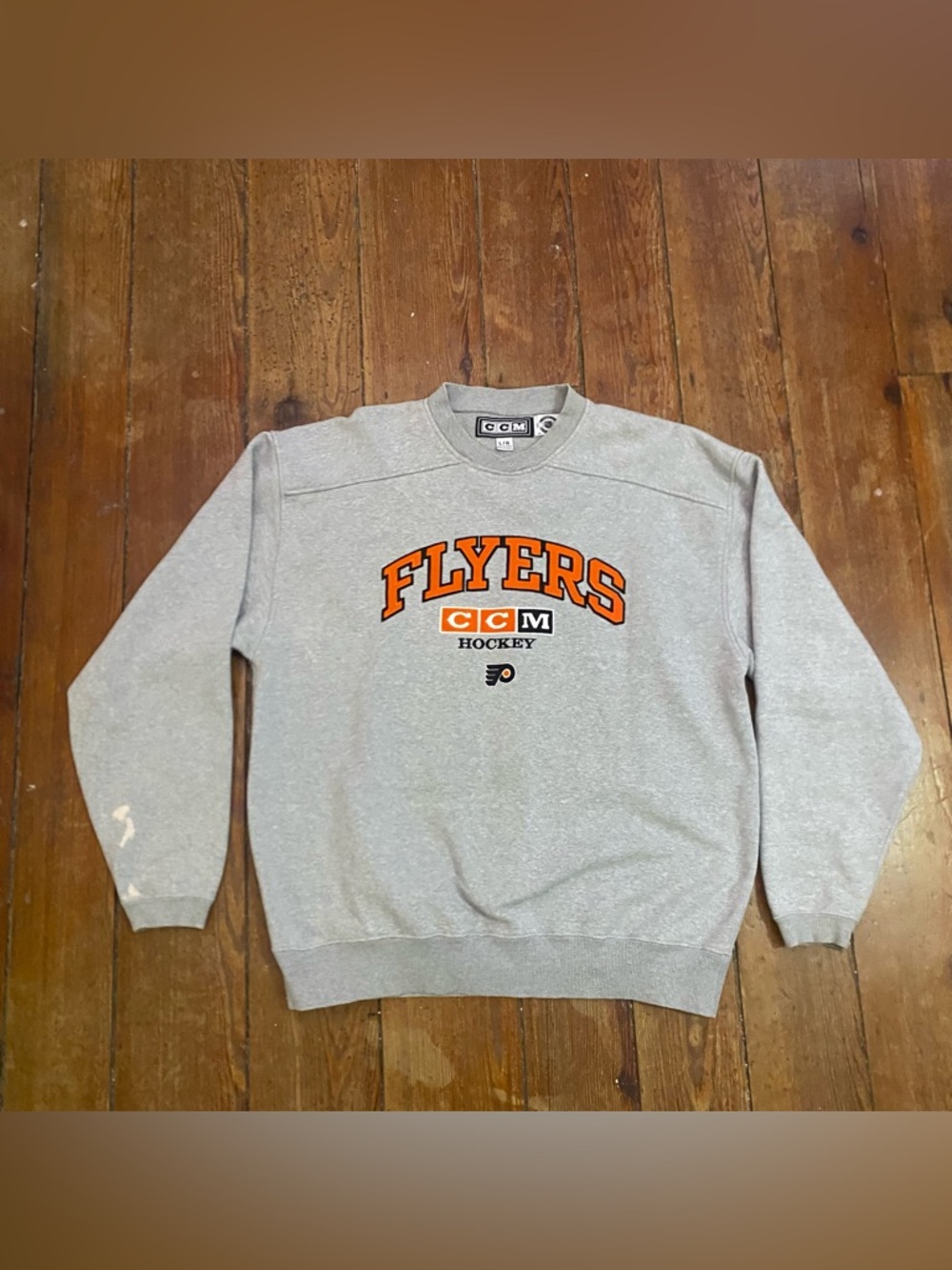 Vintage CCM Philadelphia Flyers Crewneck Sweatshirt Mens Large NHL Gray